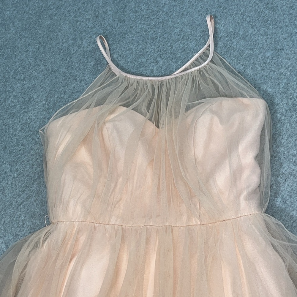 Sleeveless Tulle Overlay Cocktail Dress in Blush - Picture 2 of 9